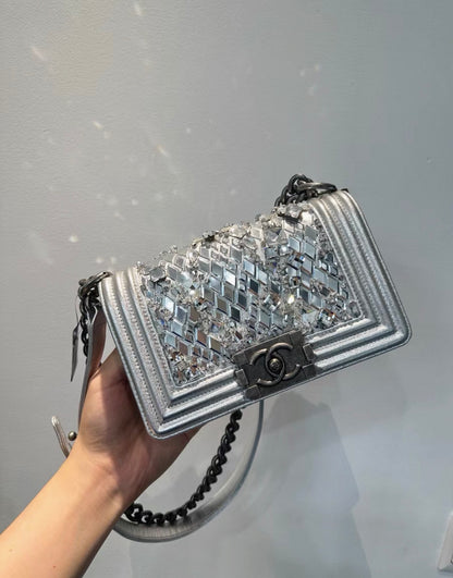 Chanel 2017 limited edition leboy in silver with crystals