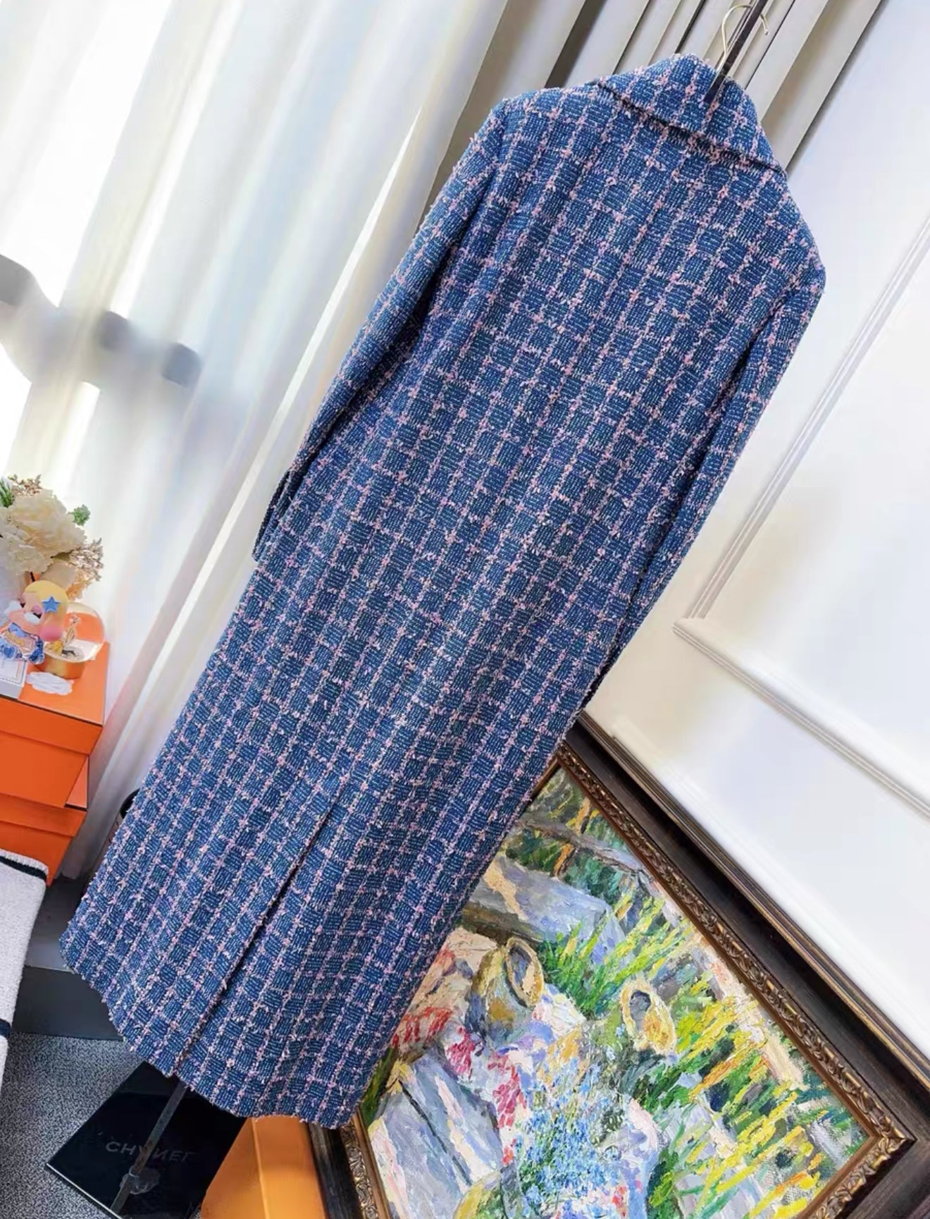 Chanel 24C Blue Tweed Long Coat