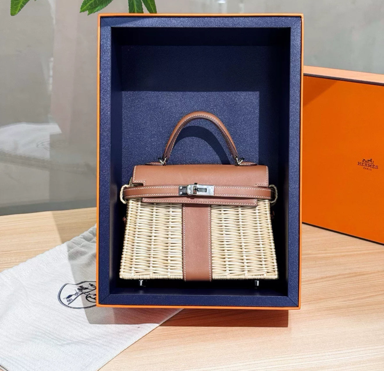 Hermès Kelly 20 Mini Picnic Barenia & Osier Wicker Palladium