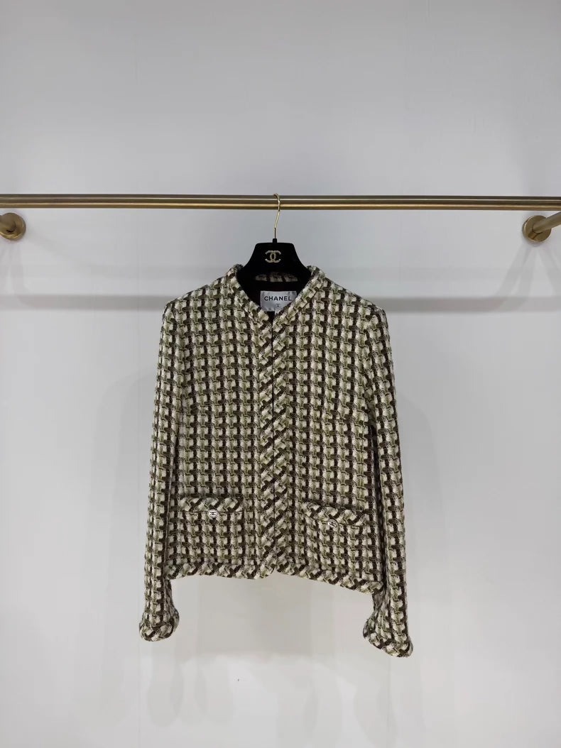 Chanel 23A green tweed jacket