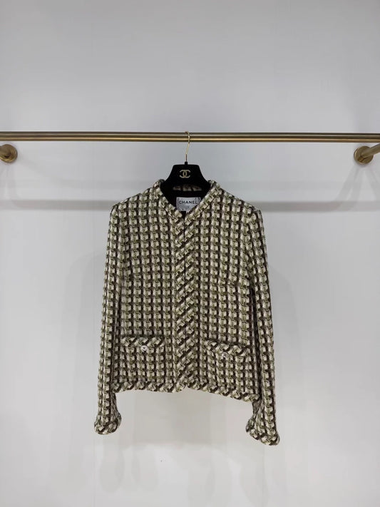 Chanel 23A green tweed jacket