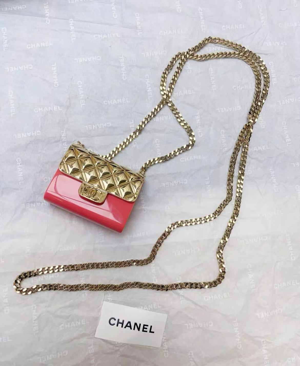 Chanel 23C orange pink gold micro bag