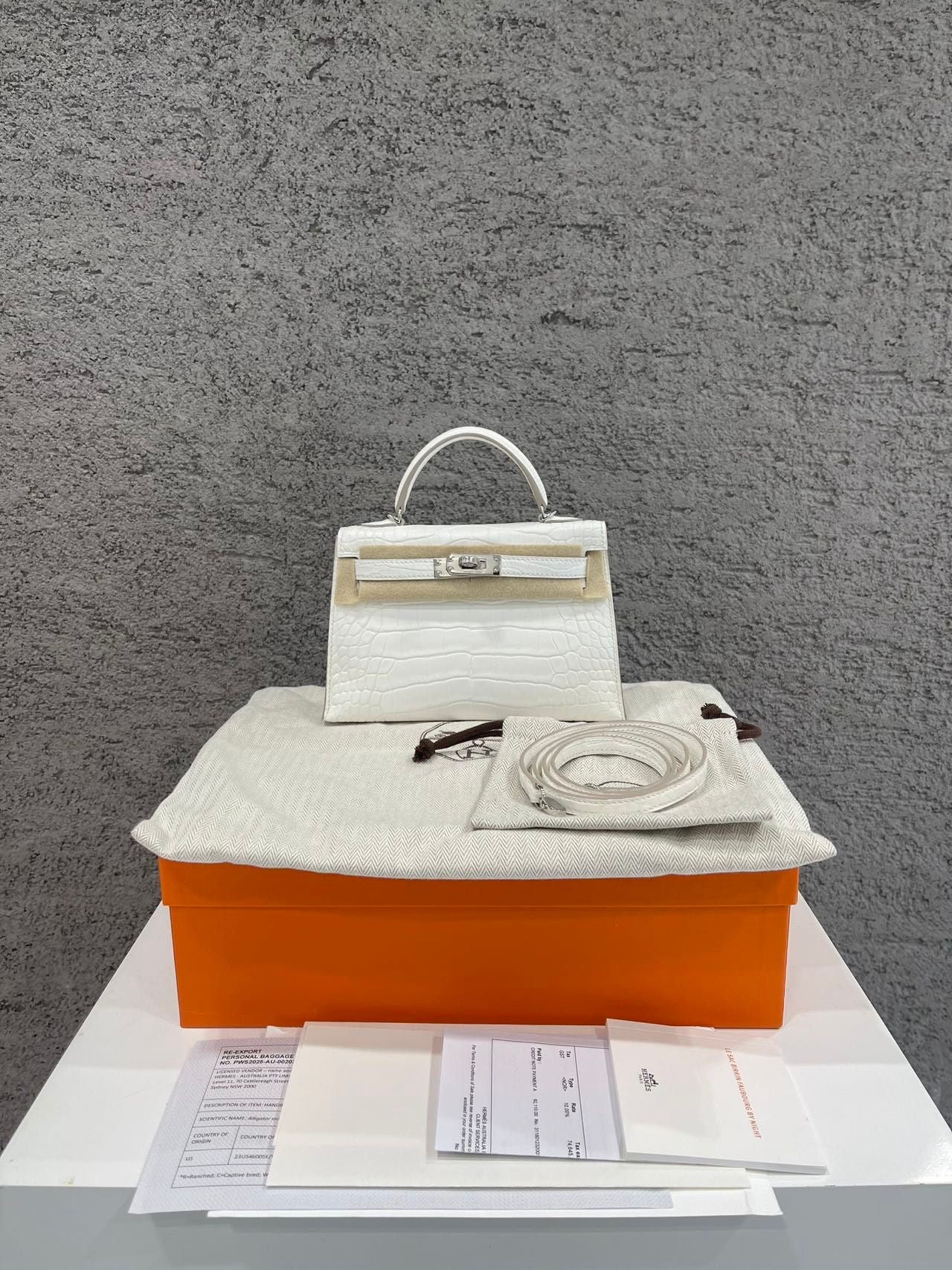 Hermès Kelly Sellier 20 Creme Chantilly Matte Alligator Palladium Hardware