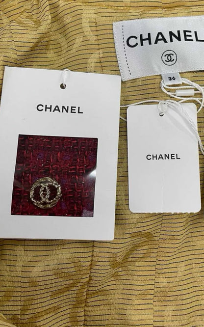 Chanel 23B Red Tweed Jacket size 36