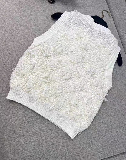 Chanel 21S ecru tweed cardigan