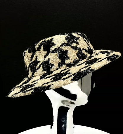 Chanel 19K Beige 
Black Tweed Fedora Hat
