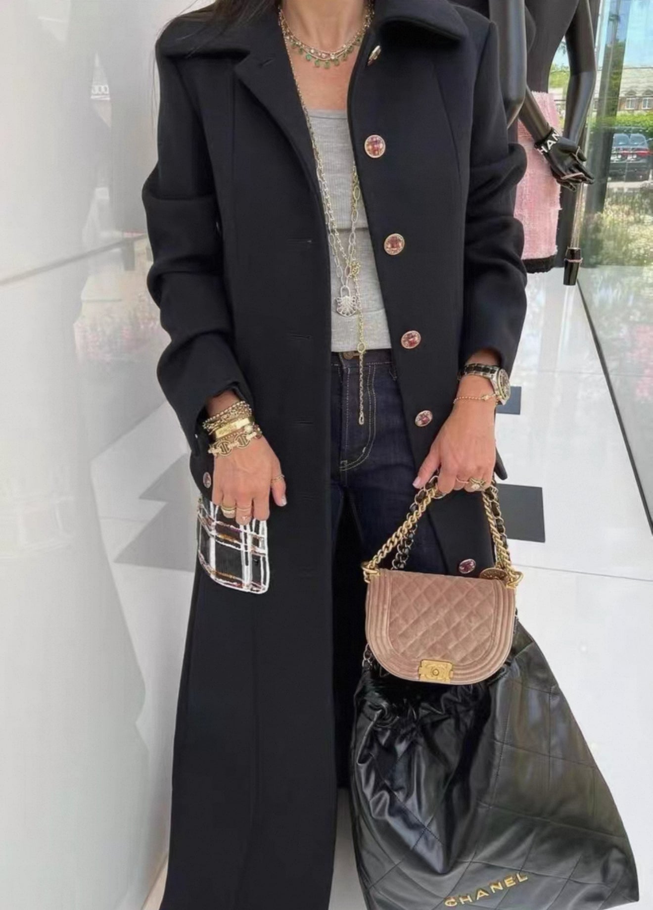 Chanel 22A black long coat