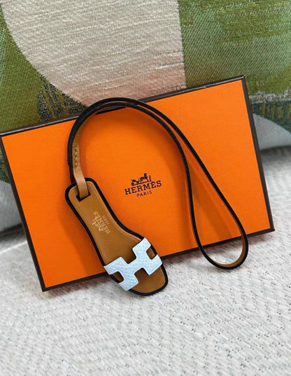 Bag charm HERMES Nano Oran light blue Epsom Leather