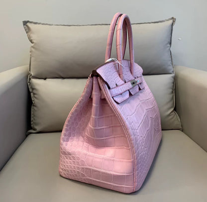 HERMES BIRKIN 35 BUBBLEGUM MATTE ALLIGATOR LEATHER PALLADIUM HARDWARE