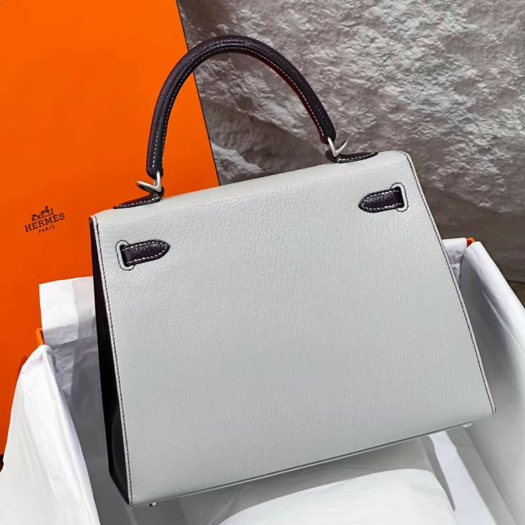 Hermès Special Order (HSS) Kelly Sellier 25 Gris Perle and Cassis
