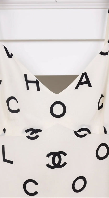 Chanel 1997 black and white silk dress