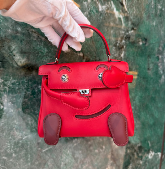 Hermes Kelly doll rouge radieux / rouge H Swift leather palladium hardware