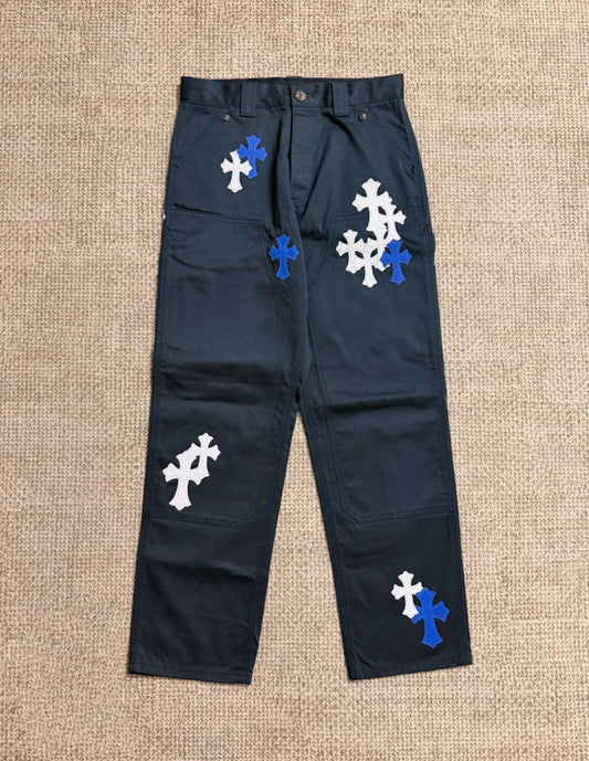 Chrome Hearts Blue and White Cross Cargo Pants