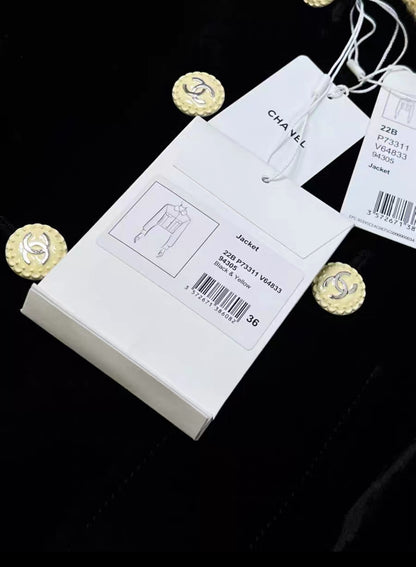 Chanel 22B Black & Yellow velvet jacket
