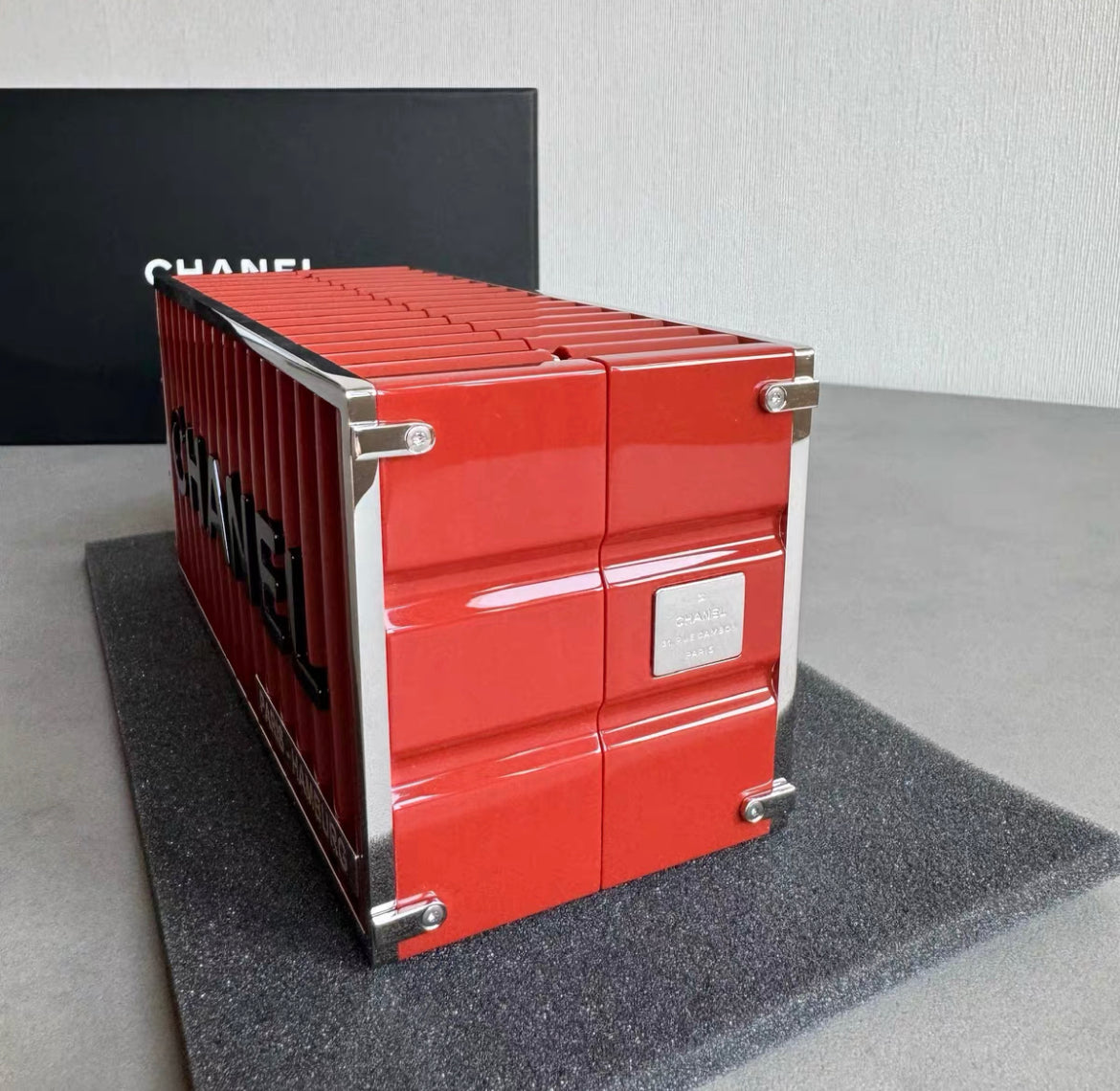 CHANEL Red Paris Hamburg Shipping Container Minaudière Clutch Bag