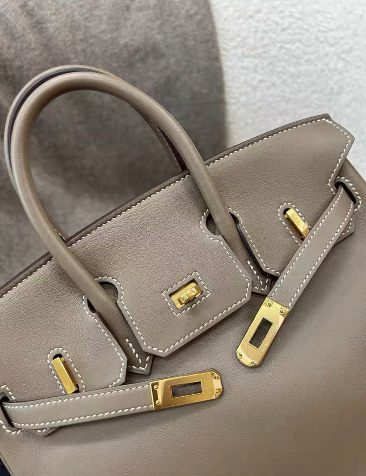 Hermes Birkin 25 Etoupe grey Swift leather Gold hardware