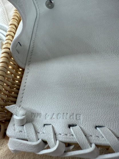 Hermès Mini Kelly 20 “Picnic” White Swift Leather & Palladium Hardware