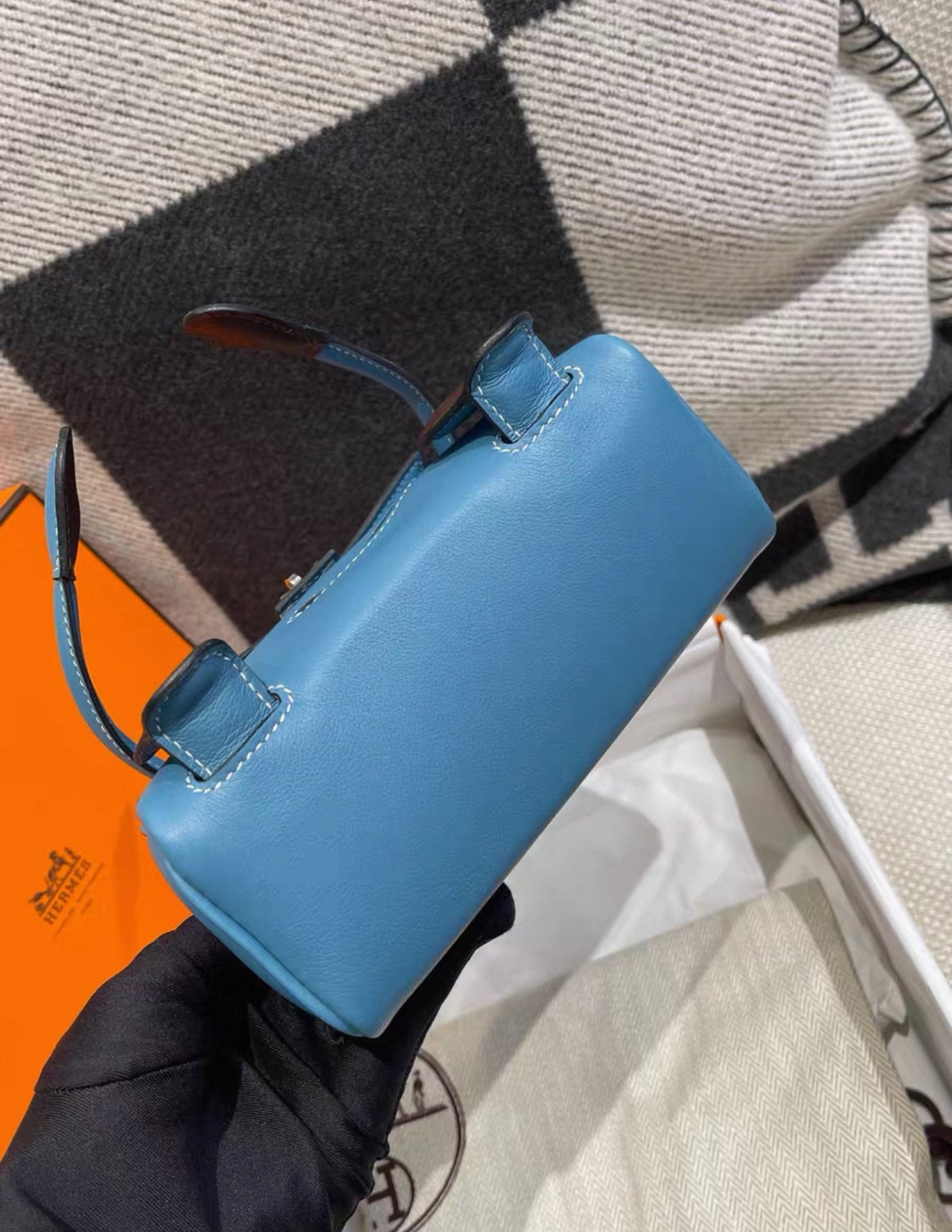 Hermès Kelly doll blue denim swift leather palladium hardware