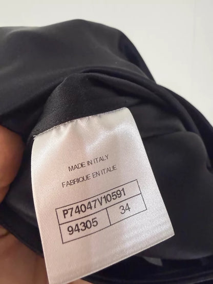 Chanel Black Crop Silk Wide-Leg Pants