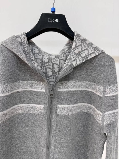 Dior grey double-faced cashmere logo cardigan