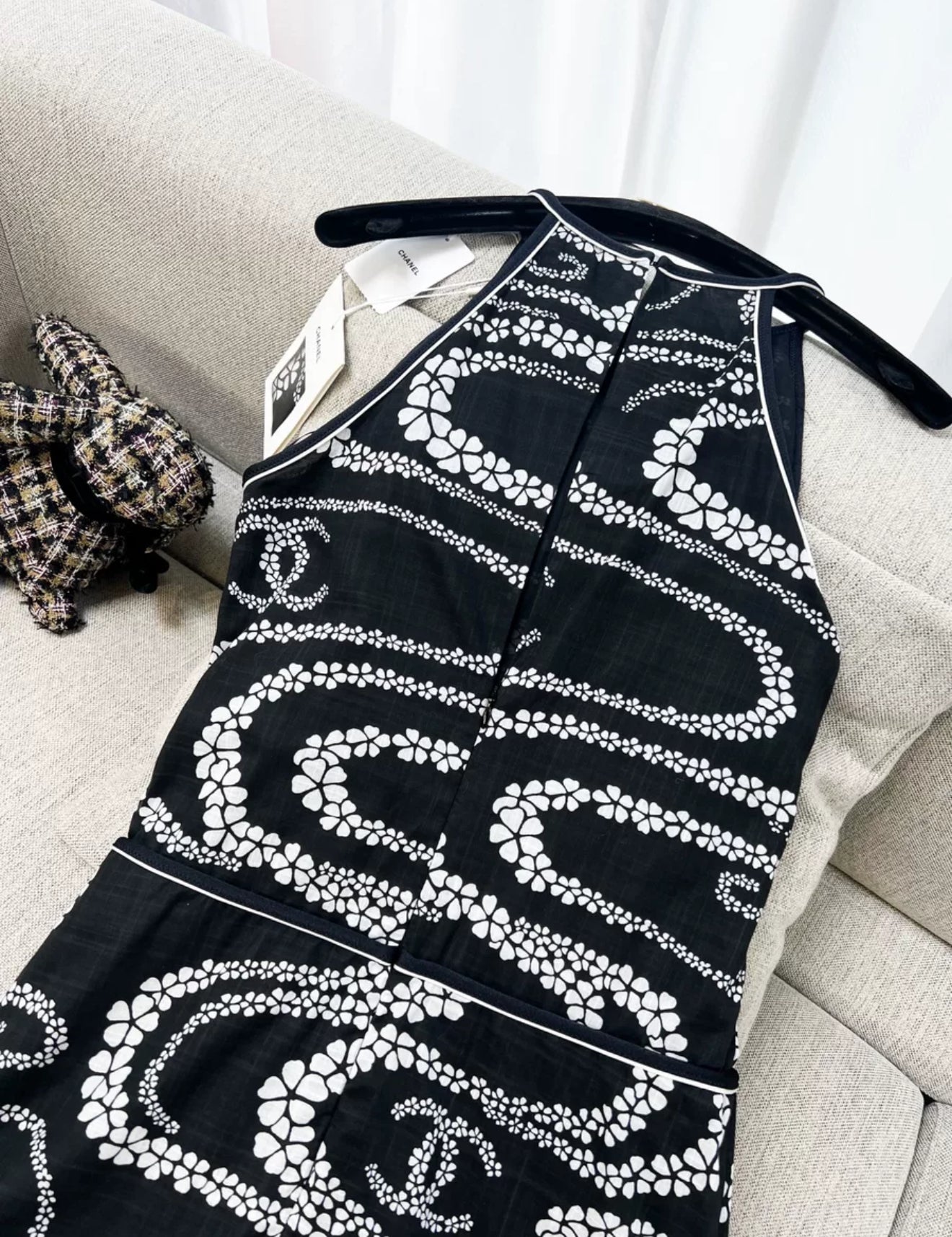 Chanel 25M black and white printed dress