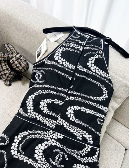 Chanel 25M black and white printed dress