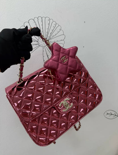 Chanel 24C purple pink mirrored backpack star bag