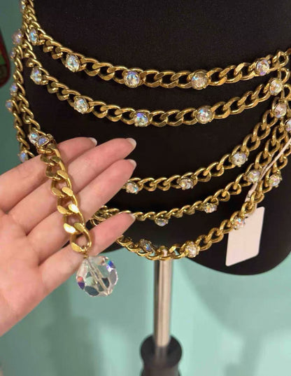 Vintage Chanel Dreamy Bubble Beaded Rhinestone Multi-Layer Waist Chain