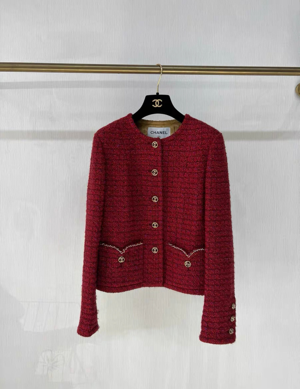 Chanel 23B Red tweed jacket size 34