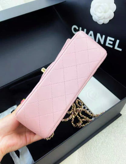 chanel 24P top handle mini pink bag