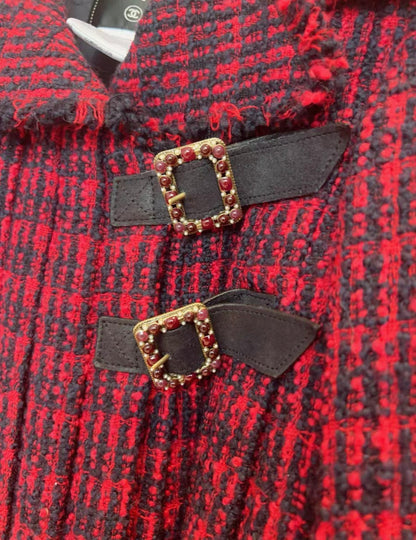 Chanel 13A Métiers d'Art Edinburgh Collection Red Wool British Plaid Coat
