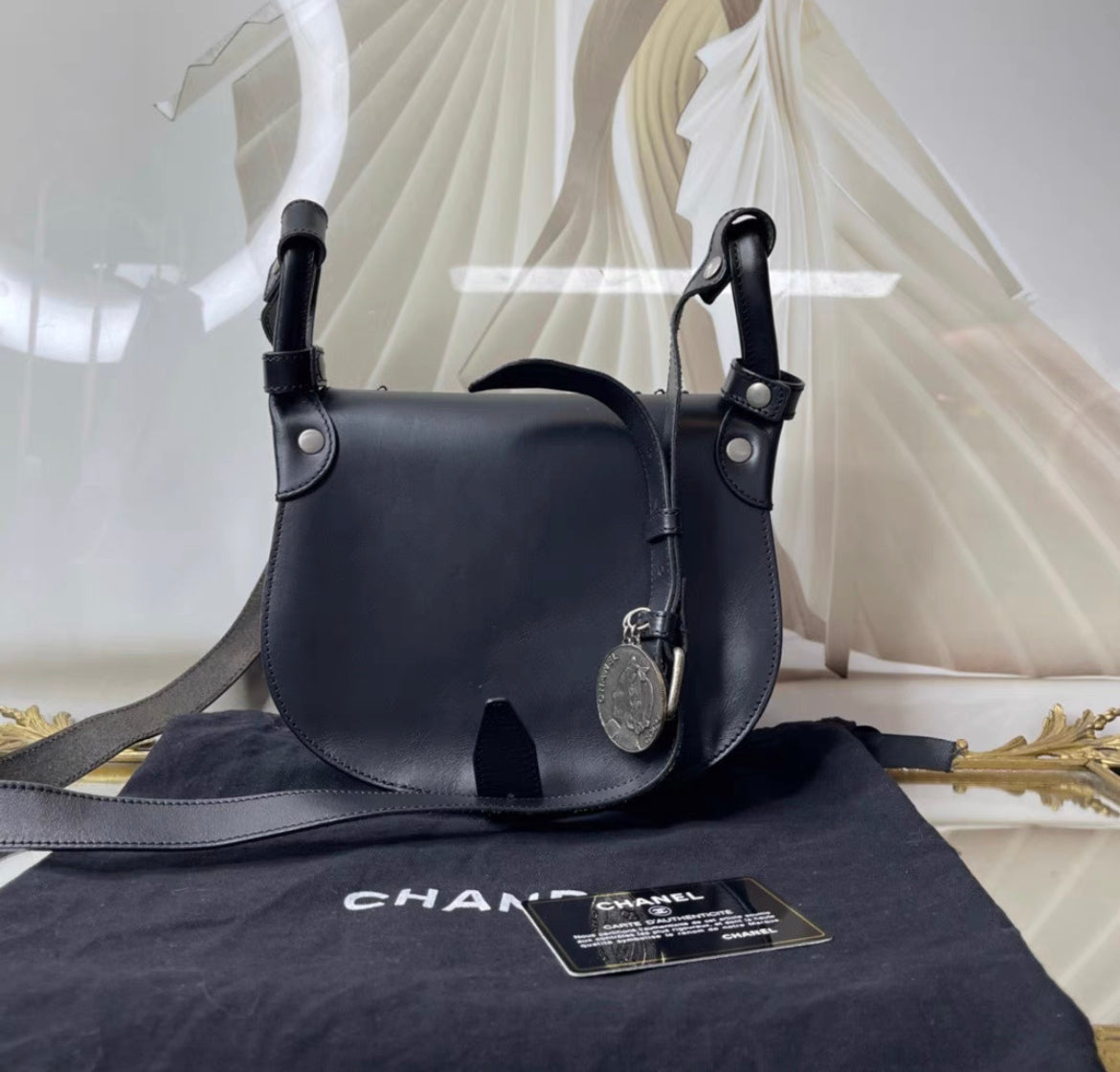 Chanel Black Coin Medallion Saddle