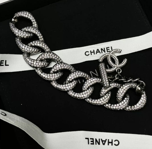 Chanel 22P full diamond double C chain bracelet