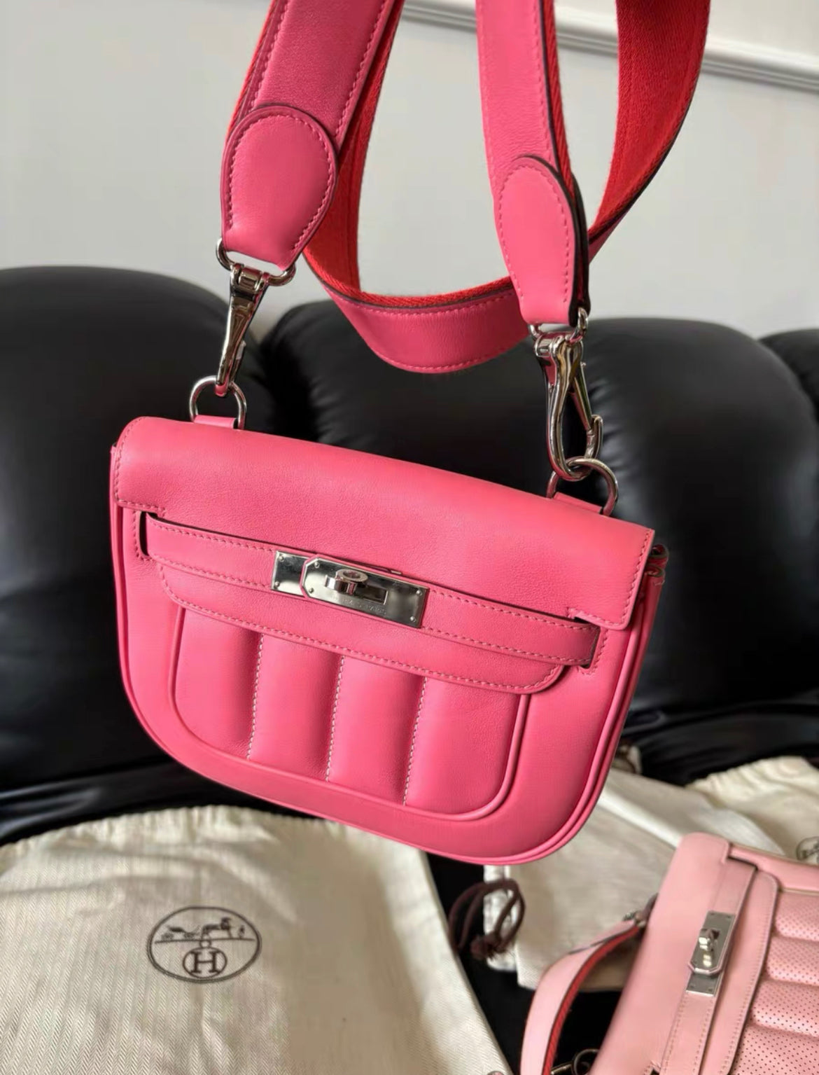 HERMES PINK MINI BERLIN SHOULDER BAG