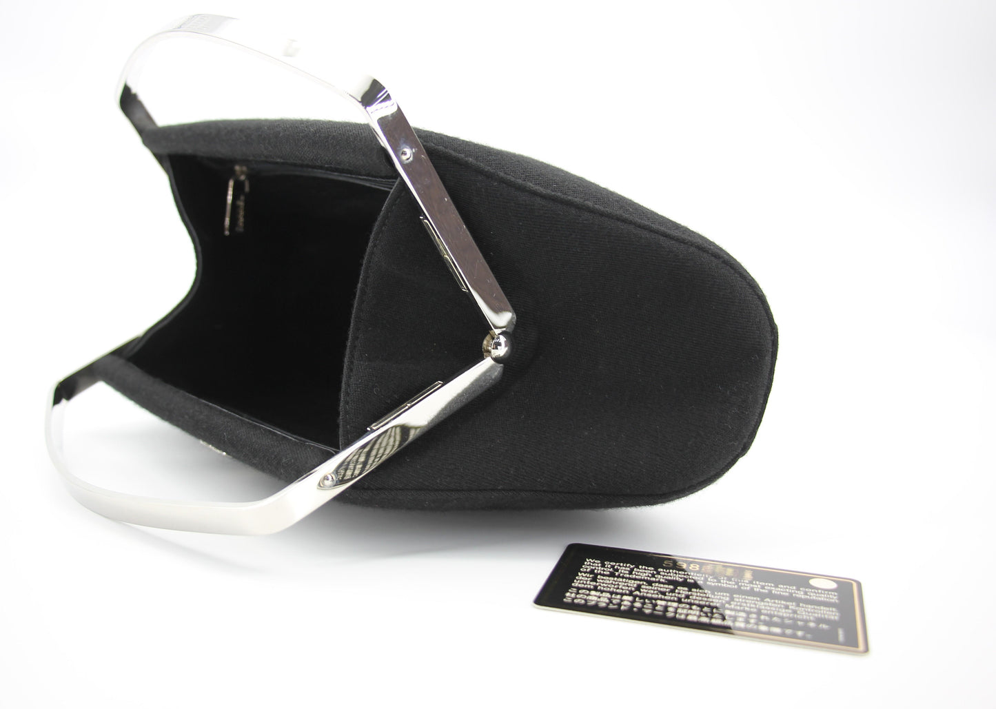 Chanel vintage black clutch with silver hardware handle