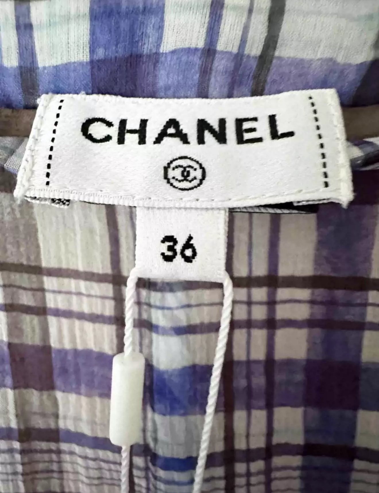 Chanel 23P White & Blue Printed Silk Dress
