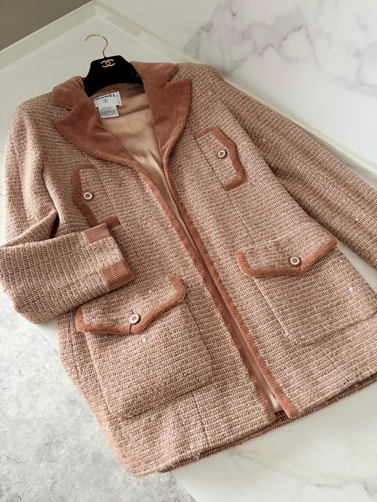 Chanel 03A Khaki Wool Sequined Jacket
