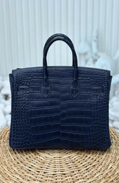 Hermès Birkin 25 Dark Blue Matte crocodile Gold Hardware