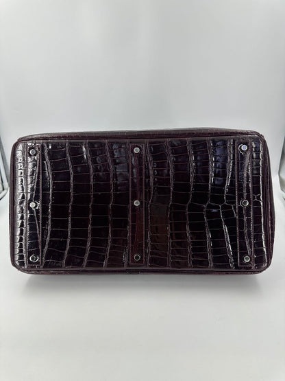 Hermes Birkin HAC 50 Bordeaux Shiny Crocodile leather palladium hardware