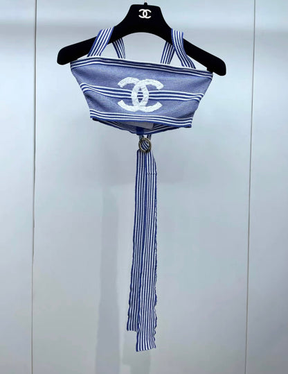 Chanel Cruise blue stripe crop top size 34