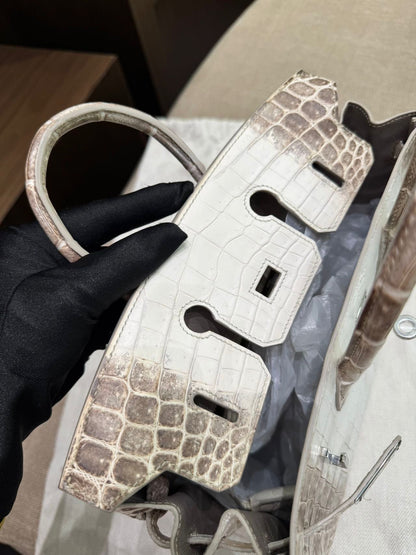 Hermes Birkin 25 Himalaya crocodile leather Palladium Hardware