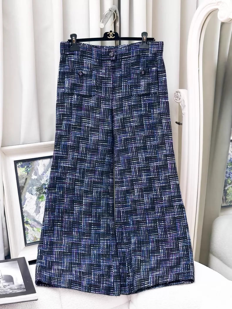 Chanel 23B purple mixed-colour tweed pants