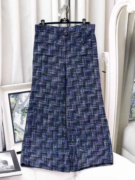 Chanel 23B purple mixed-colour tweed pants