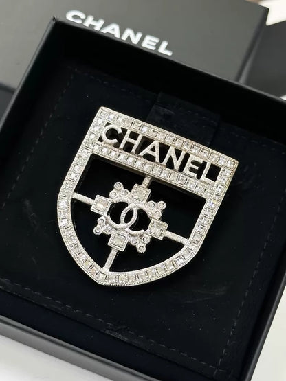 Chanel 15B Silver Shield Brooch