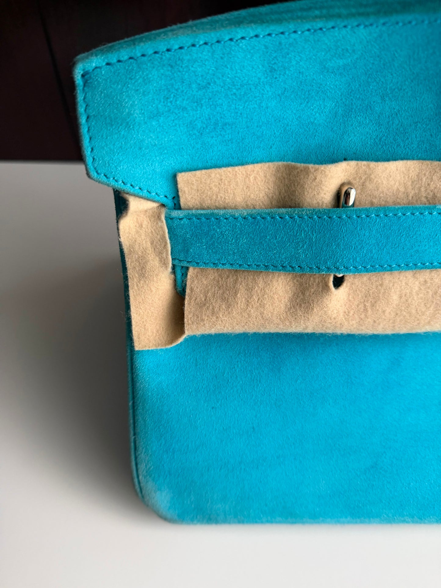 Hermès Birkin Shoulder JPG 42 Blue Turquoise Doblis Suede Leather Palladium Hardware – Ultimate Collector’s Masterpiece