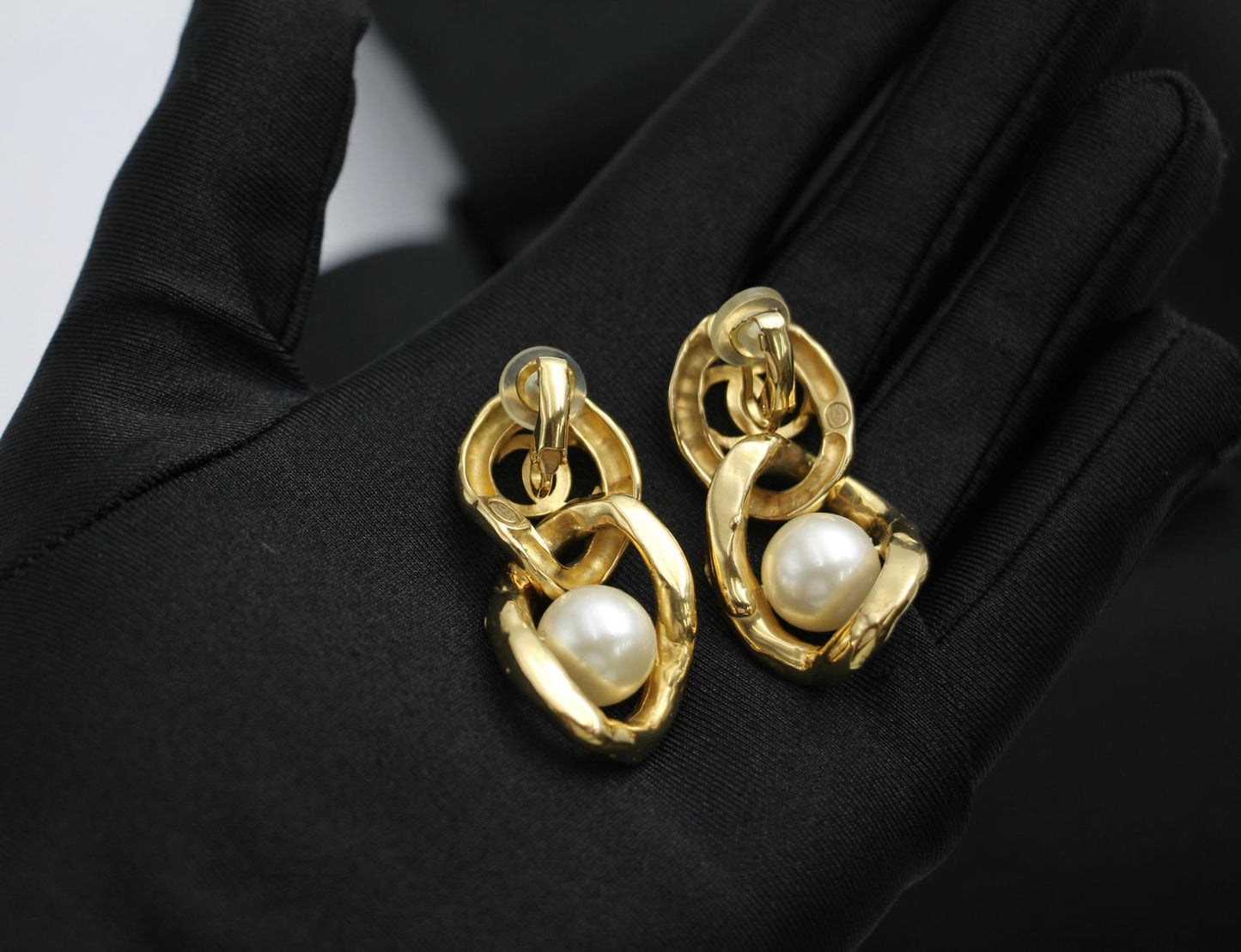 Chanel 2020 Imitation Pearl & Gold Plated Stud Earrings