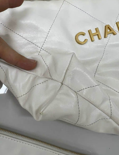 Chanel White Quilted Calfskin Small 22 Bag Gold Hardware, 2022