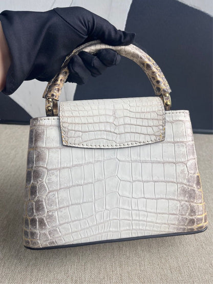 Louis Vuitton White Matte Himalaya Crocodile Mini Capucines