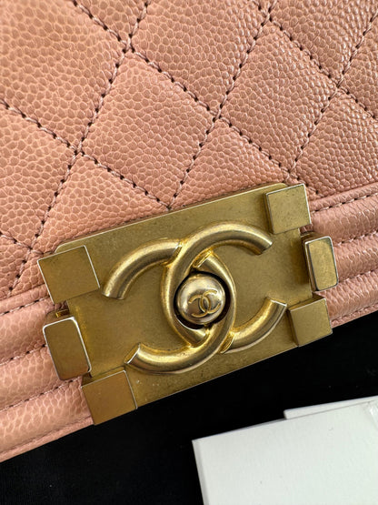 Chanel Boy Mini Bag in peach pink with gold hardware