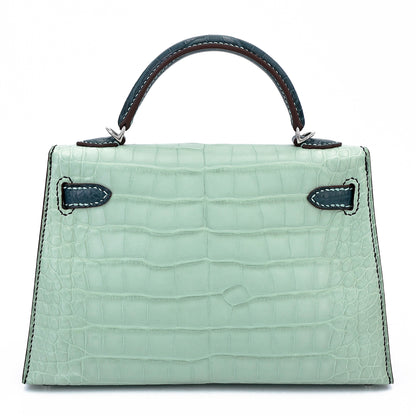 Hermes Mini Kelly 20 Vert d’Eau Vert Cypress Matte Alligator Palladium hardware